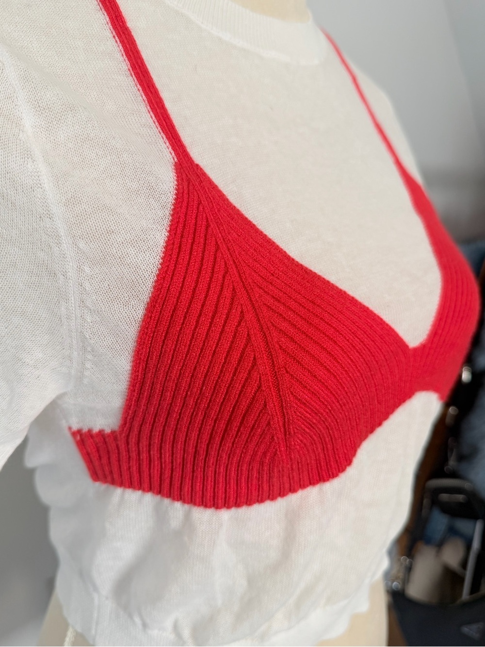 Target Red Ribbed Bralette Top - Picture 3 of 3